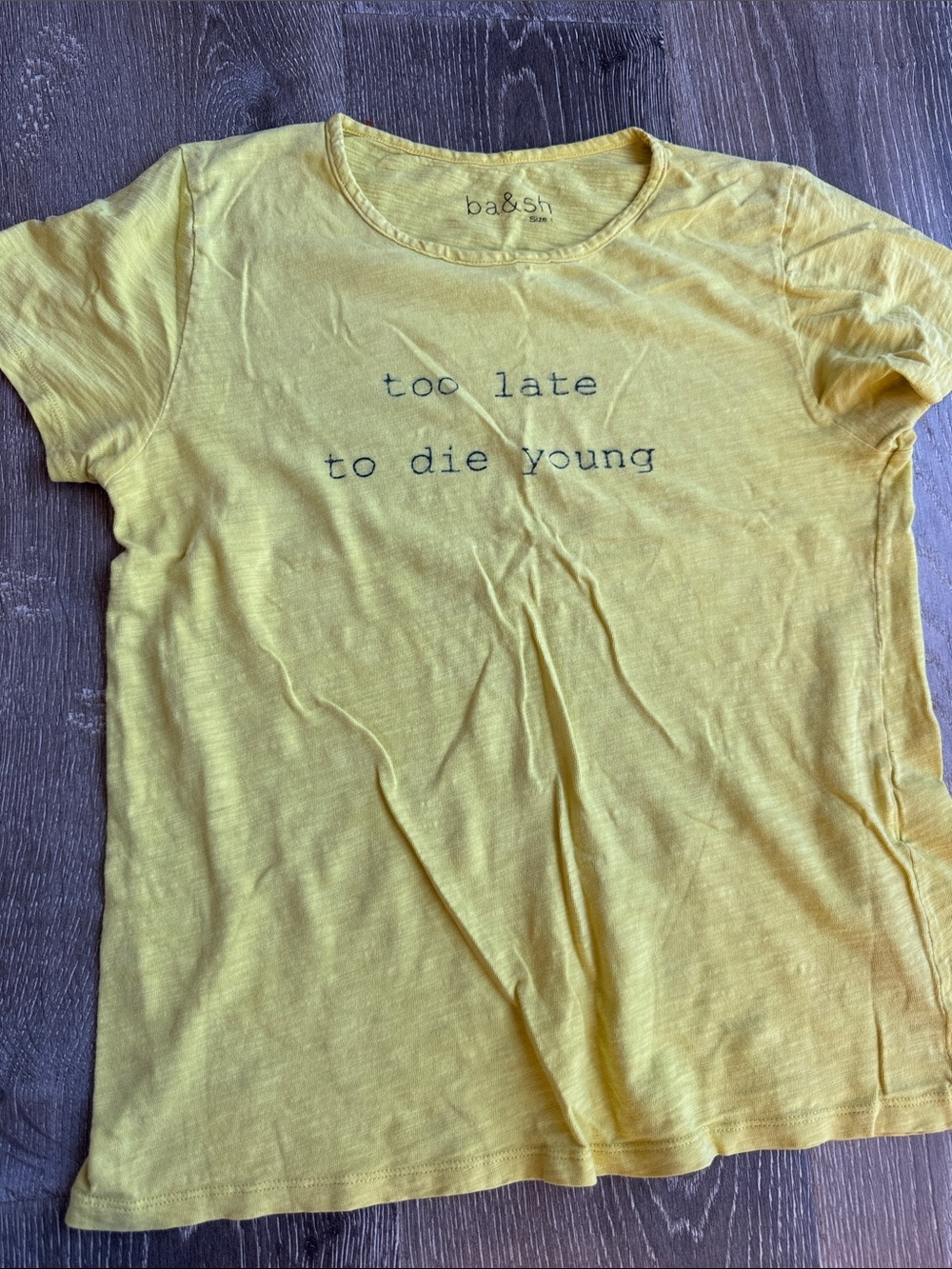 ba&sh Yellow 'too late to die young' Graphic Tee AS0677